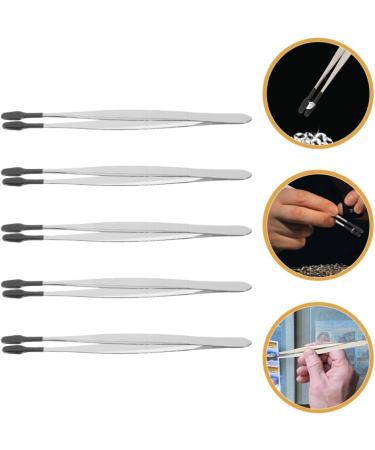 minkissy 5 Pieces Rubber Flat Tweezers Tip Steel Forceps Craft Rubber Coated Soft Tweezers Tools for Coin Stamp Jewelry (4.72 12.00X1.50X1.00CM As Shown - Buy Online on GoSupps.com