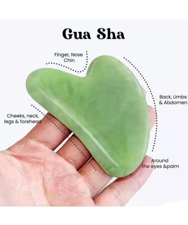 Gua Sha & Jade Roller Set | Quartz Facial Massager for Wrinkles Puffiness & Muscle Tension Relief | Green Skin Care Tools for Women | International Shipping Available - Buy Online on GoSupps.com