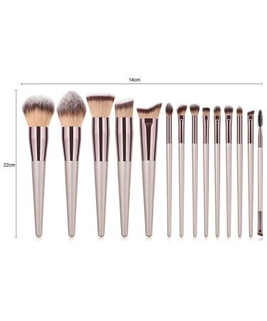 14-Piece Champagne Gold Makeup Brush Set - Premium Wood Handle Beauty Tools for Foundation & Eye Shadow - Buy Online on GoSupps.com