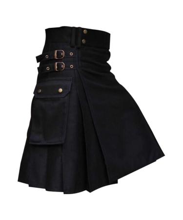 Men Scottish Rock Short Medieval Kilt Vintage Rock Scotland Folding Rocks Traditional Costumes for Adults Men Black Classic Clubwear Large Sizes Short Scottish Rock Black 5xl