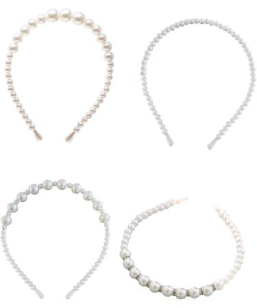 Pearl Hair Hoop | White Faux Pearl Rhinestones Hairbands - Elegant Wedding Headwear Hair Accessories Faux Pearl Rhinestones Hairbands for Wedding - Buy Online on GoSupps.com