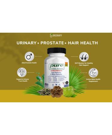 GREENVIFY Pure Prostate Formula Saw Palmetto & More Complex 857 mg Prostate Supplements for Men Capsules Health Supplements - Maximum Strength All Natural to Support Normal & Healthy Function (5) - Buy Online on GoSupps.com
