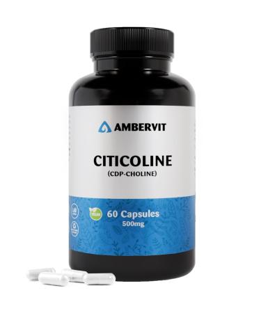 Citicoline CDP Choline 500mg - 60 Capsules - Dosage lev pour la m moire la concentration et le soutien mental - Sans additifs ind sirables - 2 mois d'approvisionnement | Ambervit