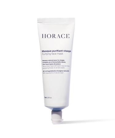 HORACE Purifying Face Mask for Men - Facial Deep Cleanse with Kaolin Clay and Blue Everlasting Flower - Pore Refining Skincare for All Skin Types - Unscented 75 ml