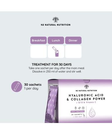 N2 Natural Nutrition Hyaluronic Acid & Collagen Power Sachets - High Dosage for Women with Vitamin C & CoQ10. Blueberry Flavour for Wrinkle Reduction & Skin Rejuvenation - Buy Online on GoSupps.com
