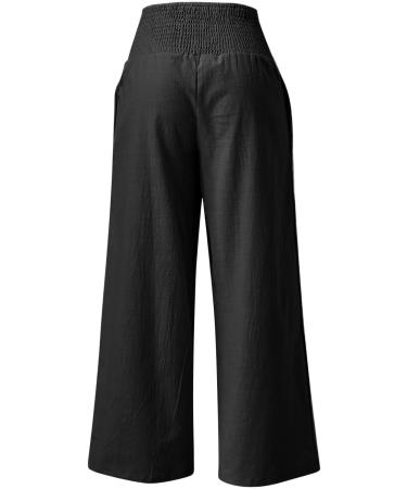 Viyabling Women's Beach Summer Linen Palazzo Pants - Wide Leg Floral Print Trousers - Buy Online on GoSupps.com