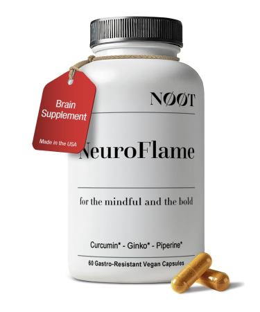 NOOT Neuro Flame - Ginkgo Biloba Supplement with Curcumin Brain Supplements for Memory and Focus Biohacking Nootropics Adaptogens Phytogens Natural Focus Supplement 60 Capsules