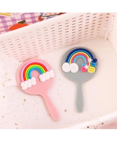 Heallily Portable Rainbow Handheld Makeup Mirror - Cute & Colorful Vanity Mirror for Girls & Women - Travel-Friendly Gift - Buy Online on GoSupps.com