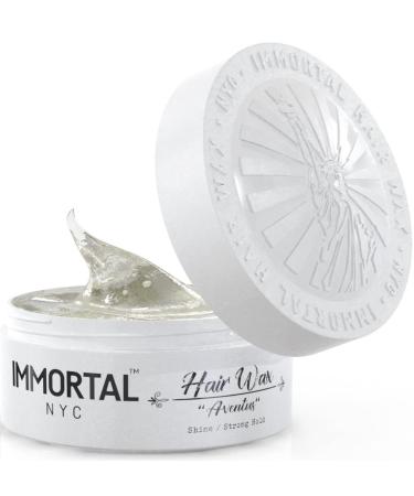 IMMORTAL NYC Hair Waxes for Men - Aventus Strong Hold  Ultra High Shine Wax - Mens Water Based  No Residue Non-Greasy Hair Paste - All Natural Styling Wax for All Hair Types