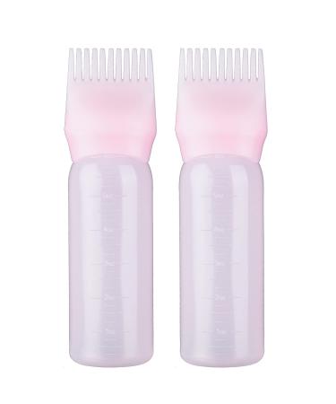 UNVOJL 2 Pieces Pink Dye Brush Bottle for Hair Dyeing Shampoo Oil Comb Hair Tools Applicator (Pink)