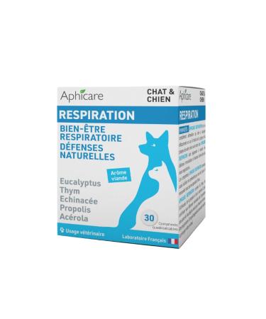 APHICARE - Respiration - 30 tablets - Respiratory comfort - Eucalyptus - Thyme - Echinacea - Food supplement for dogs and cats - Made in France