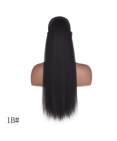 24 Inch Natural Long Yaki Curly Drawstring Ponytail Extension for Black Women - Clip in Hairpiece (1B) - Buy Online on GoSupps.com