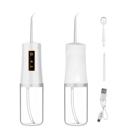 Cordless Water Dental Flosser for Teeth - RUN.SE 230ml Portable Oral Rinse with 3 Modes 4 Interchangeable Nozzles - Rechargeable IPX4 Waterproof Oral Rinse for Home and Travel (white)
