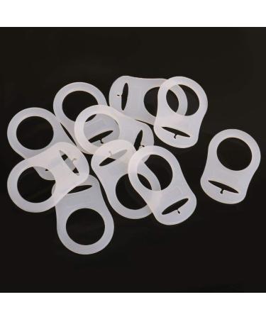 Pack of 10 Baby Pacifier Holders | Soft Silicone Clip with Ring Buttons - White - Buy Online on GoSupps.com