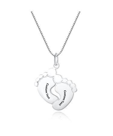 Personalized Footprint Necklace for New Mom - Baby Feet Jewelry for Mothers Day & Push Present - Custom Silver Pendant with Name - Perfect Gift for Moms & Wives - Buy Online on GoSupps.com