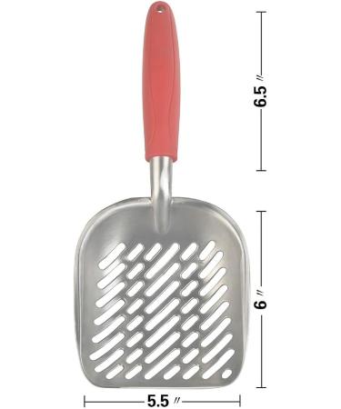 Large Metal Cat Litter Box Scoop Stainless Aluminum Alloys 13.8"*5.5"*1.8" (Red Handle) - Buy Online on GoSupps.com
