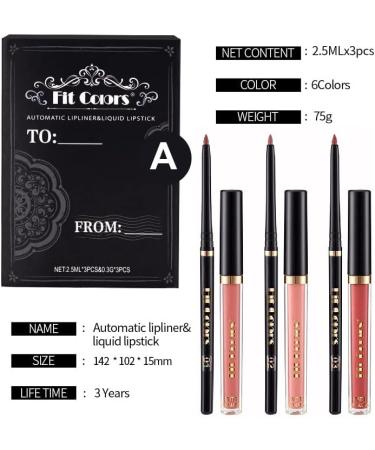 Beliky Girl Matte Liquid Lipstick and Lip Liner Pen Set 3 Colors Liquid Lip Gloss + 3 Colors Lip Liner Pencil Set Velvet Lip Gloss Lipliner Waterproof & Long Lasting Nude Lip Stick Makeup Set A - Buy Online on GoSupps.com