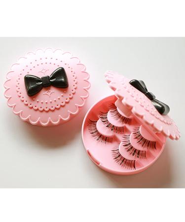 2Pcs Pink Plastic Bow Eyelash Cases - Round Lash Storage Boxes with Makeup Mirror | Travel Organizer for 3D False Eyelashes - Perfect Gift for Women & Girls - Buy Online on GoSupps.com