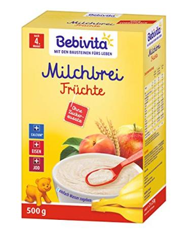 Bebivita Milk Porridge with Fruit - No Added Sugar Pack of 2 (2 x 500g) - Buy Online Internationally - Buy Online on GoSupps.com