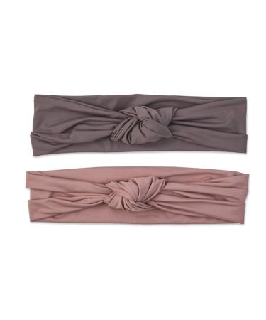 Scünci Soft Knot Headwraps in Neutral Mauve and Dark Grey, 2 Count Mauve, Dark Grey