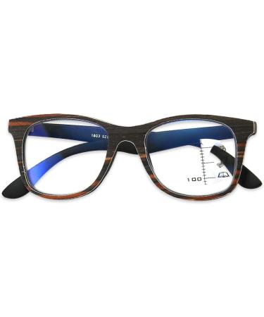Koosufa Progressive Multifocus Reading Glasses for Men & Women - Anti-Blue Light Retro Design Wood Color Available in Multiple Strengths - Buy Online on GoSupps.com