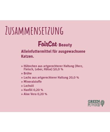 Buy Green Petfood Faircat Beauty - Cereal-Free Cat Food with Animal Welfare Chicken & Salmon 8x85g - Rich in Hemp Oil for Luxurious Fur - Buy Online on GoSupps.com