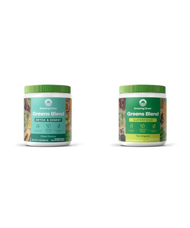 Amazing Grass Greens Blend Detox & Digest: Smoothie Mix Cleanse & Greens Blend Superfood: Super Greens Powder Smoothie Mix for Boost Energy