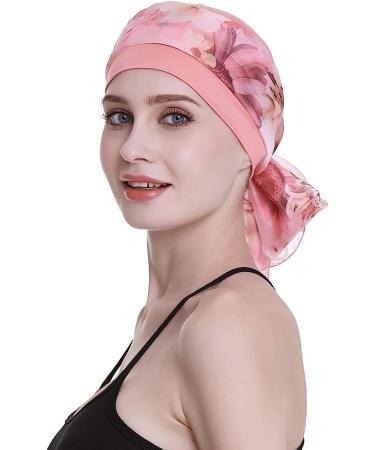 Elegant Chemo Cap with Silky Scarfs - Coral | For Cancer Women Hair Loss Sleep - Buy Online on GoSupps.com