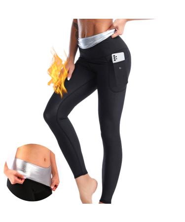 Sauna Sweat Suit Weight Loss Shapewear Shorts Pockets Waist Trainer Body Shaper Sweatsuit Exercise Fitness Gym Women Girls XX-Large Pants - Buy Online on GoSupps.com