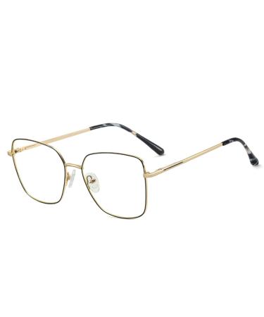 Blue Light Blocking Cat Eye Glasses Classic Clear Lens Non Prescription Lens Metal Frame Eyeglasses Men Women Color-2