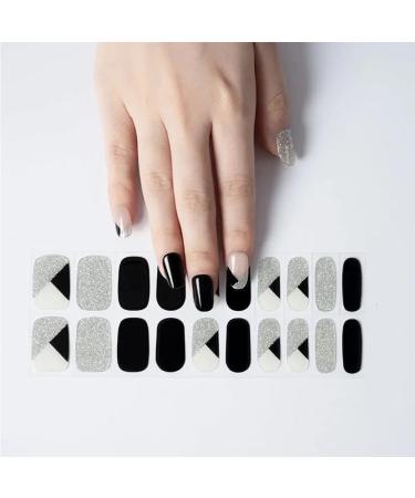 TrueShei UV Gel Strips - 20 PCs Black/Glitter Self-Adhesive Nail Film & Gel Nail Stickers | Stylish Gellack Wraps for Stunning Nail Designs - Buy Online on GoSupps.com