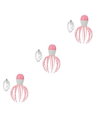 Beavorty 3st massager scalp massage brush Electric scalp scratch head scraps Shampoo massage brush head guasha-scrubs multifunction tool baby octopus ABS rosa