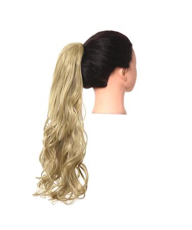 Shadow Curly Hair Ponytail Extensions Claw in Fake Ponytail Tail Hair Piece Afro Long Clip in Synthetic Blonde Pink Wavy Wig Natural Blonde 26inches