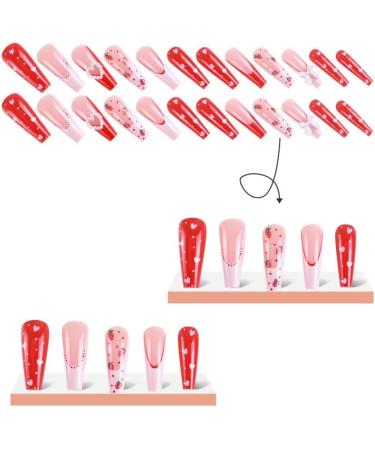 24Pcs Press on Nails Long French Tips Fake Nails Acrylic False Nails Summer Reusable Square Artificial Nails for Women Girls - Buy Online on GoSupps.com