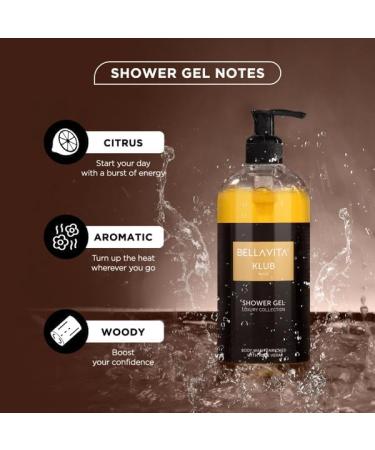 RUVYAA Bella Vita Luxury KLUB Man Body Wash Refreshing Shower Gel for Deep Cleansing Hydrating Moisturising Softer & Smoother Skin with Aloe Vera 500 Ml - Buy Online on GoSupps.com