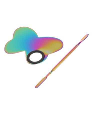 Hemoton 1 Set Makeup Palette Nail Art Display Plate Nail Art Display Board Nail Art Tool Watercolor Makeup Plate Makeup Pallete Artist Tool for Mixing Foundation Stainless Steel Butterfly