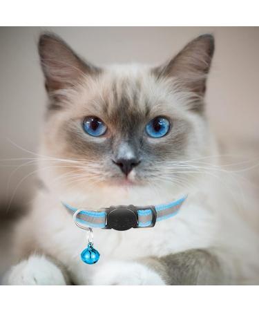 Hepplly 6-Pack Quick Release Reflective Cat Collars with Bell - Light Blue | Safe & Stylish Kitten Accessories for International Shipping - Buy Online on GoSupps.com