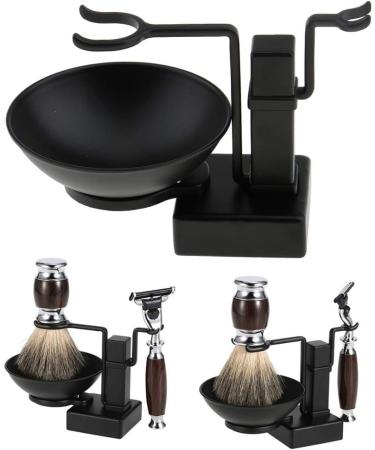 Haude Metal Shaving Stand for Men - Black Barber Shaving Brush Holder & Soap Dish | Premium Bathroom Accessory - Buy Online on GoSupps.com