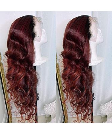ANDRIA 99j Lace Front Wig 24 Inch Loose Wave Ombre Burgundy Red Synthetic Hair for Black Women - Buy Online on GoSupps.com