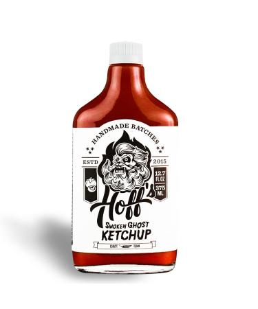 Hoff and Pepper's Smoken Ghost Ketchup With Ghost Pepper, Jalapeno, Habanero, and Chipotle, NO High Fructose Corn Syrup Ketchup Handmade in Tennessee