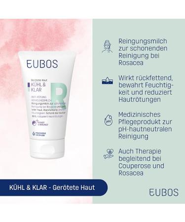 Eubos Cool & Clear Anti-Reddening Cleaning Milk 150 ml - Dermatologist Recommended for Rosacea & Sensitive Skin - Buy Online on GoSupps.com