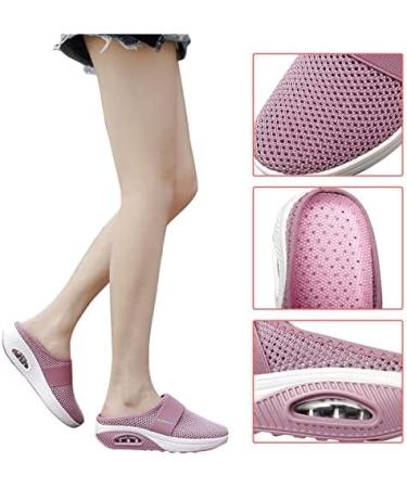 Women's Orthopedic Diabetic Slip-On Walking Shoes - Air Cushion Mesh Breathable with Arch Support, Comfort Wedge Slippers (Black 10) - Buy Online on GoSupps.com