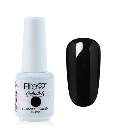Elite99 Gel Polish Soak Off Gel Nail Polish UV LED Nail Art Black 8ml 1348 G1348