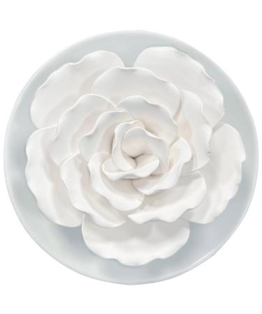 Passive Diffuser for Essential Oil-Ceramic Diffuser Non Electric Oil Diffusers for Small Mini Room Desk Decorative Bathroom (White Hibiscus)