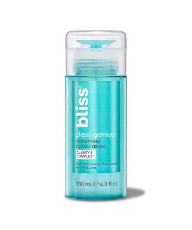 Bliss Clear Genius Clarifying Toner + Serum | Purifies Pores, Tones, Calms & Clears Skin | with Salicylic Acid, Niacinamide & Witch Hazel | Clean | Cruelty Free | Paraben Free | Vegan | 4.3 oz 4.3 Fl Oz (Pack of 1)