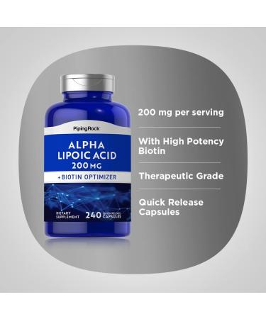 Piping Rock Alpha Lipoic Acid 200mg | 240 Capsules | Plus Biotin | Non-GMO Gluten Free Supplement - Buy Online on GoSupps.com
