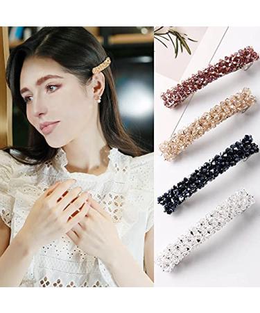 7-Piece Crystal Hair Clips for Women | Rectangular French Automatic Hair Pins for Thin & Thick Hair | Elegant Floral Hair Accessories - Buy Online on GoSupps.com