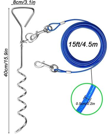 15ft Cable Leash for Dogs - Durable Tie-Out Cable for Medium & Large Dogs | Perfect for Camping & Courtyards - Buy Online on GoSupps.com