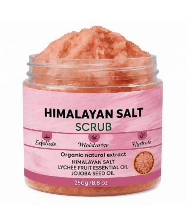 Hydrating Himalayan Salt Body & Facial Scrub Deep-Cleansing Exfoliator That Moisturizes & Softens Skin Gentle Natural Grains for Clear Smooth Skin (All Skin Types) 8 oz