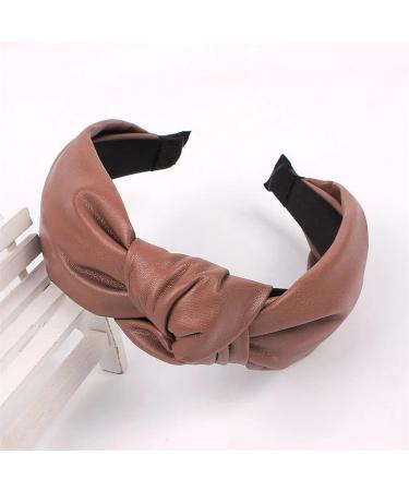 WENLII Leather Headband Women's Headband Knotted Faux Leather Headband Women's Wide-Brimmed Hair Accessories (Color : C Size : 1) 1 C